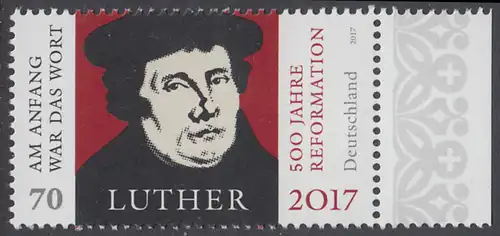 BUND 2017 Michel-Nummer 3300 postfrisch EINZELMARKE RAND rechts (b)