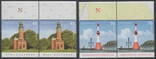 BUND 2017 Michel-Nummer 3316-3317 postfrisch SATZ(2) horiz.PAARE RÄNDER oben (b)