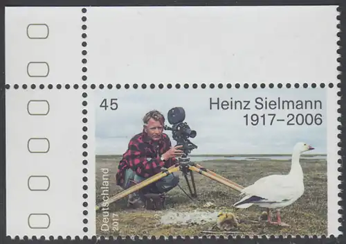 BUND 2017 Michel-Nummer 3318 postfrisch EINZELMARKE ECKRAND oben links