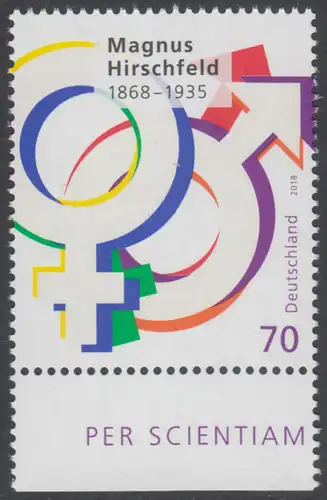 BUND 2018 Michel-Nummer 3403 postfrisch EINZELMARKE RAND unten (c)