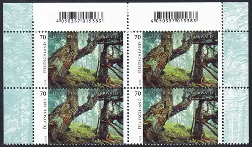 BUND 2018 Michel-Nummer 3410 postfrisch BLOCK ECKRÄNDER oben rechts/links 