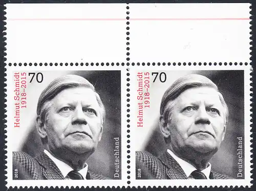 BUND 2018 Michel-Nummer 3429 postfrisch horiz.PAAR RÄNDER oben 