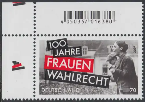 BUND 2019 Michel-Nummer 3435 postfrisch EINZELMARKE ECKRAND oben rechts