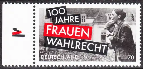 BUND 2019 Michel-Nummer 3435 postfrisch EINZELMARKE RAND links (c)