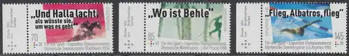 BUND 2019 Michel-Nummer 3460-3462 postfrisch SATZ(3) EINZELMARKEN RÄNDER links