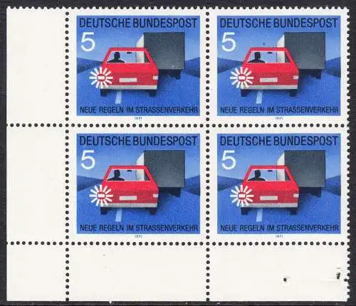 BUND 1971 Michel-Nummer 0670 postfrisch BLOCK ECKRAND unten links (a2)