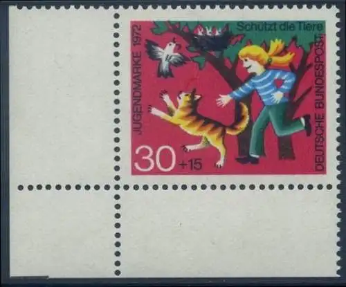 BUND 1972 Michel-Nummer 0713 postfrisch EINZELMARKE Eckrand unten links