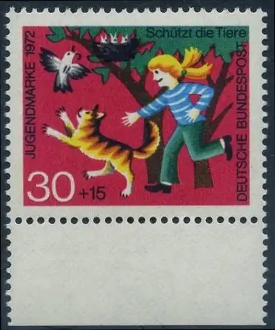 BUND 1972 Michel-Nummer 0713 postfrisch EINZELMARKE Rand unten 