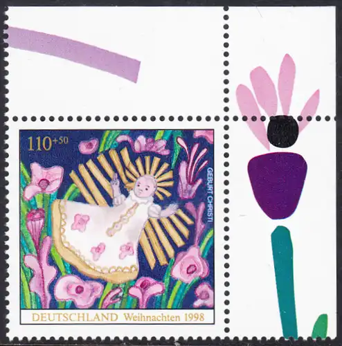 BUND 1998 Michel-Nummer 2024 postfrisch EINZELMARKE Eckrand oben rechts