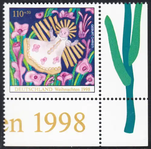 BUND 1998 Michel-Nummer 2024 postfrisch EINZELMARKE Eckrand unten rechts