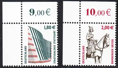 BUND 2003 Michel-Nummer 2313-2314 postfrisch SATZ(2) EINZELMARKEN ECKRÄNDER oben links