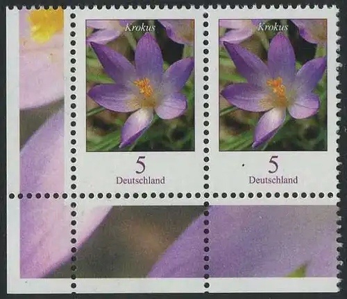 BUND 2005 Michel-Nummer 2480 postfrisch horiz.PAAR ECKRAND unten links