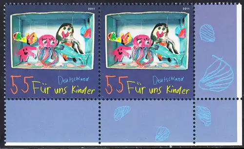 BUND 2011 Michel-Nummer 2888 postfrisch horiz.PAAR ECKRAND unten rechts