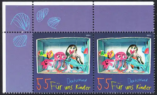 BUND 2011 Michel-Nummer 2888 postfrisch horiz.PAAR ECKRAND oben links