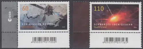 BUND 2019 Michel-Nummer 3476-3477 postfrisch SATZ(2) EINZELMARKEN ECKRÄNDER unten links