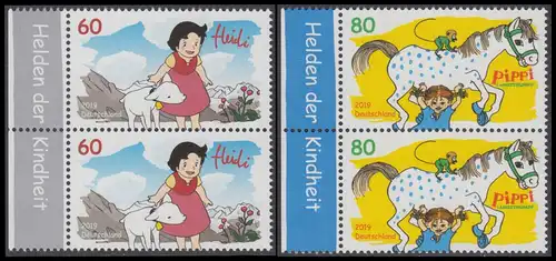 BUND 2019 Michel-Nummer 3506-3507 postfrisch SATZ(2) vert.PAARE RÄNDER links (a)