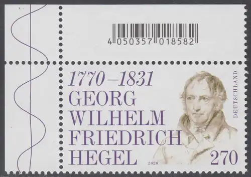 BUND 2020 Michel-Nummer 3560 postfrisch EINZELMARKE ECKRAND oben links