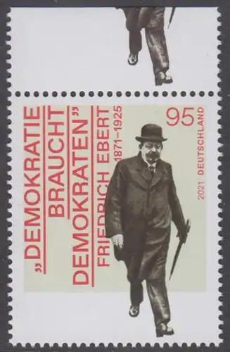 BUND 2021 Michel-Nummer 3589 postfrisch EINZELMARKE RAND oben 