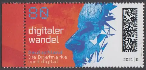 BUND 2021 Michel-Nummer 3590 postfrisch EINZELMARKE RAND links (c)