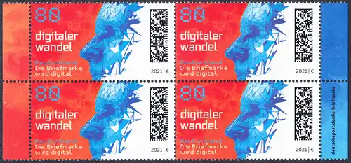 BUND 2021 Michel-Nummer 3590 postfrisch BLOCK RÄNDER rechts/links 