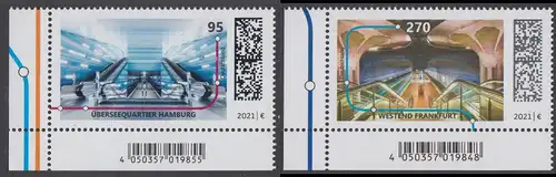 BUND 2021 Michel-Nummer 3593-3594 postfrisch SATZ(2) EINZELMARKEN ECKRÄNDER unten links