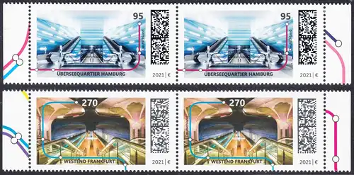 BUND 2021 Michel-Nummer 3593-3594 postfrisch SATZ(2) horiz.PAARE RÄNDER rechts/links (b)