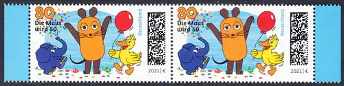 BUND 2021 Michel-Nummer 3596 postfrisch horiz.PAAR RÄNDER rechts/links (a)