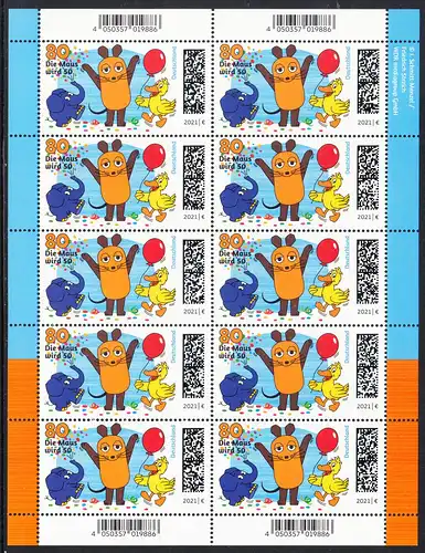 BUND 2021 Michel-Nummer 3596 postfrisch BOGEN(10)