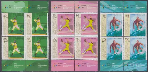 BUND 2021 Michel-Nummer 3602-3604 postfrisch SATZ(3) BLÖCKE RÄNDER unten/oben