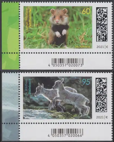 BUND 2021 Michel-Nummer 3608-3609 postfrisch SATZ(2) EINZELMARKEN ECKRÄNDER unten links