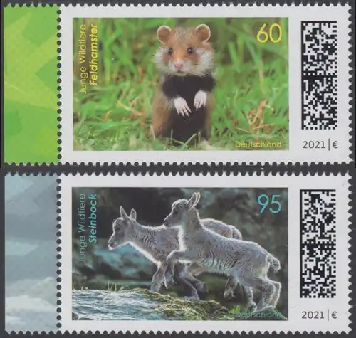BUND 2021 Michel-Nummer 3608-3609 postfrisch SATZ(2) EINZELMARKEN RÄNDER links (c)