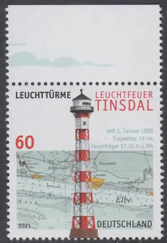 BUND 2021 Michel-Nummer 3615 postfrisch EINZELMARKE RAND oben (a)