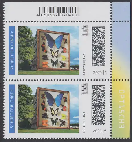 BUND 2021 Michel-Nummer 3630 postfrisch vert.PAAR ECKRAND oben rechts