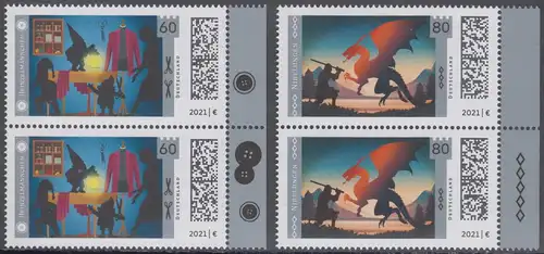 BUND 2021 Michel-Nummer 3631-3632 postfrisch SATZ(2) vert.PAAR RÄNDER rechts (a)