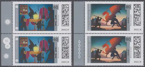 BUND 2021 Michel-Nummer 3631-3632 postfrisch SATZ(2) vert.PAAR RÄNDER links (a)