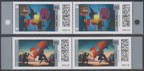 BUND 2021 Michel-Nummer 3631-3632 postfrisch SATZ(2) horiz.PAAR RÄNDER rechts/links (a)