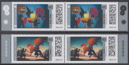 BUND 2021 Michel-Nummer 3631-3632 postfrisch SATZ(2) horiz.PAAR RÄNDER rechts/links (b)