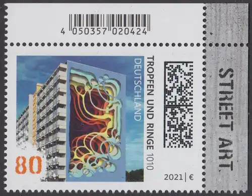 BUND 2021 Michel-Nummer 3633 postfrisch EINZELMARKE ECKRAND oben rechts