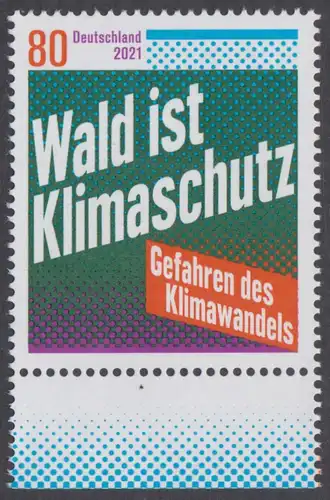 BUND 2021 Michel-Nummer 3634 postfrisch EINZELMARKE RAND unten (b)