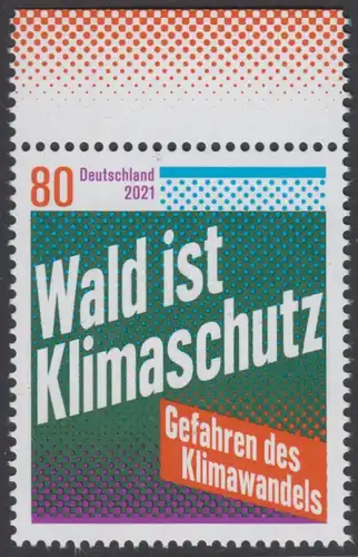 BUND 2021 Michel-Nummer 3634 postfrisch EINZELMARKE RAND oben (a)