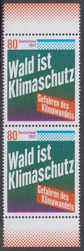 BUND 2021 Michel-Nummer 3634 postfrisch vert.PAAR RÄNDER unten/oben 