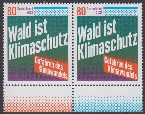 BUND 2021 Michel-Nummer 3634 postfrisch horiz.PAAR RÄNDER unten (a)