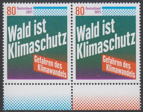 BUND 2021 Michel-Nummer 3634 postfrisch horiz.PAAR RÄNDER unten (b)