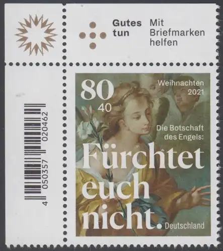 BUND 2021 Michel-Nummer 3636 postfrisch EINZELMARKE ECKRAND oben links