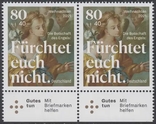 BUND 2021 Michel-Nummer 3636 postfrisch horiz.PAAR RÄNDER unten