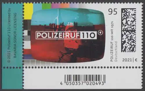 BUND 2021 Michel-Nummer 3638 postfrisch EINZELMARKE ECKRAND unten links