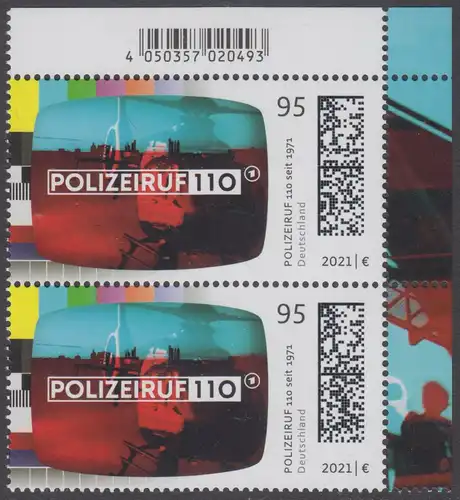 BUND 2021 Michel-Nummer 3638 postfrisch vert.PAAR ECKRAND oben rechts