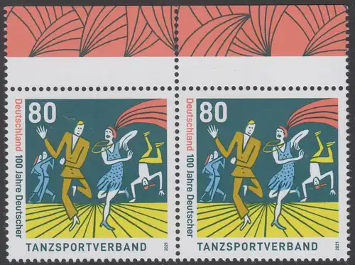 BUND 2021 Michel-Nummer 3639 postfrisch horiz.PAAR RÄNDER oben (b)