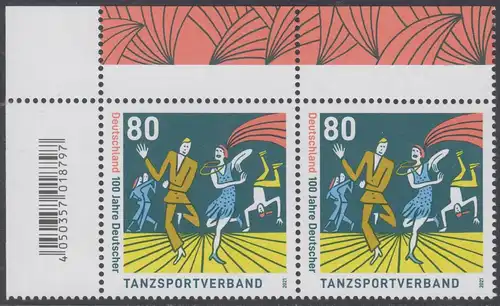 BUND 2021 Michel-Nummer 3639 postfrisch horiz.PAAR ECKRAND oben links