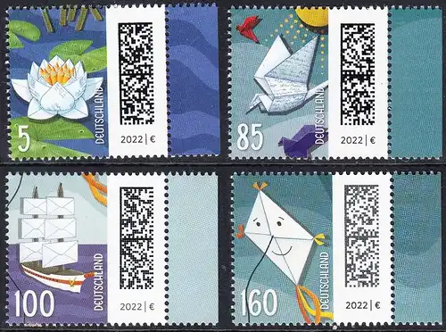 BUND 2021 Michel-Nummer 3644-3647 postfrisch SATZ(4) EINZELMARKEN RÄNDER rechts (a)